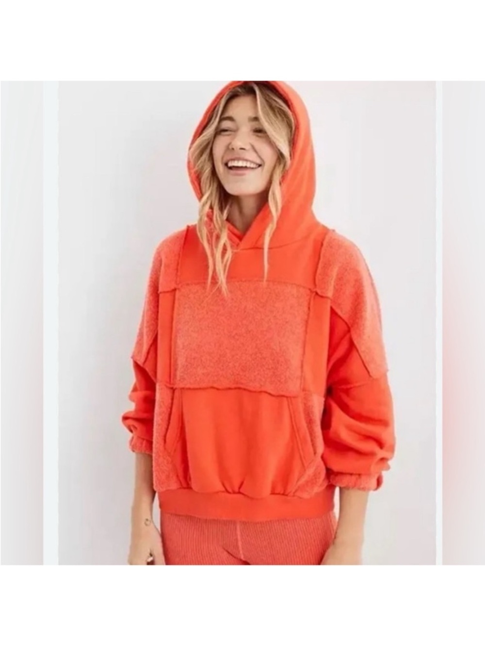 AERIE Orange Patchwork Hoodie